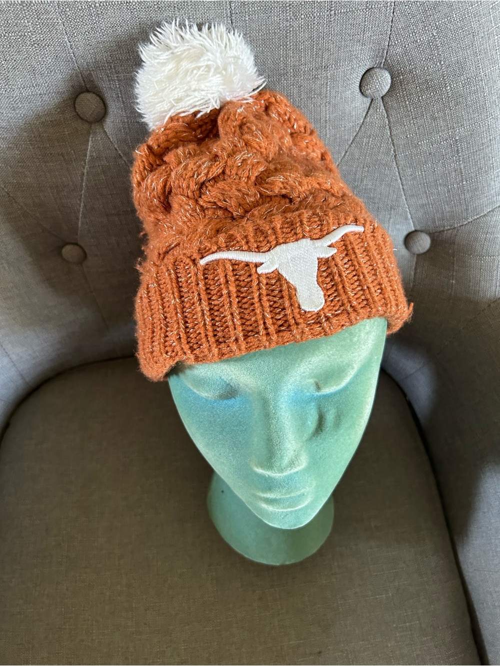 Unisex beanie, cap with pom-pom on top Burnt Orange Pom Beanie Hat one size